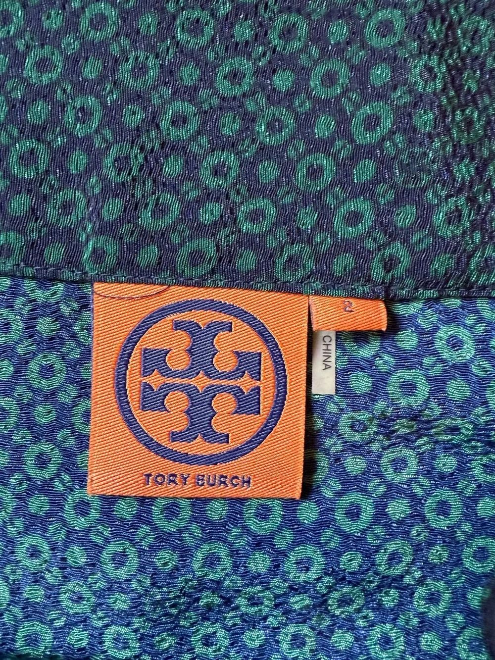 Tory Burch Teal/Navy Geometric Print Ames Skirt - Size 2
